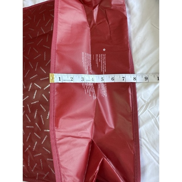 Lululemon Reusable Shopping Gift Bag Tote Yoga Logo 21"x 15 Red Silver New - Picture 5 of 7